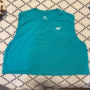 Nike Woman’s Teal Cropped Muscle Tank Top with White Swoosh